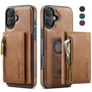Men Women 2 in 1 Detachable Faux Leather Zipper RFID Blocking Card Holder Wallet Case for iPhone 16 Pro Max Case16 Case15 Pro Max15 Plus14 Pro Max14 Plus13 Pro Max12 Pro11