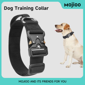 [On Sale Black Color] Mojioo Dog Training Collar Pet Adjustable Collar for Training and Walking Nylon Collar Flat Rope Reflective Collar dog collar with Handle Neck Accessories