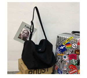 ผู้ชายแฟชั่นสไตล์เกาหลีผ้าใบกระเป๋าสะพายข้างลําลองซิปกระเป๋าสะพายขนาดใหญ่ศิลปะกระเป๋าถืออเนกประสงค์สําหรับเยาวชน