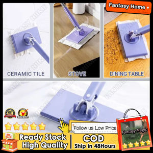 🔥จัดส่งรวดเร็ว🔥ไม้ถูพื้นแบบแฮนด์ฟรีสำหรับพื้น/หน้าต่าง ° ม๊อบถูพื้นหมุนได้สำหรับทิชชู่เปียกอุปกรณ์ทำความสะอาดครัวในครัวเรือน