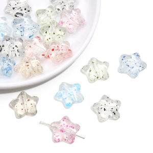 10Pcs 20mm Acrylic Transparent Cherry Blossom Fragment Star Beads Charm Pendant for Necklace Earring DIY Jewelry Craft Making Accessories