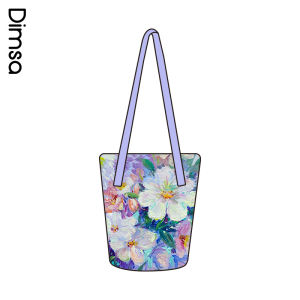 Large Capacity Canvas Tote Bag Dian House French Retro Style Floral Oil Painting Design Womens Bucket Bag with Thin Shoulder Strap