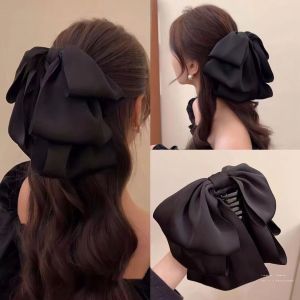 Simple Black Bow Hair Pin Women Korean Fashion Elegant Hairclip Hair Clamp Hair Accessories for Girls