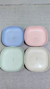 freemir Mangkuk Piring Saji Set 4 Pcs Diameter 14 cm Wheatstraw Plate Bentuk Kotak Kubus Lucu Mangkuk Serbaguna Multifungsi Multicolor