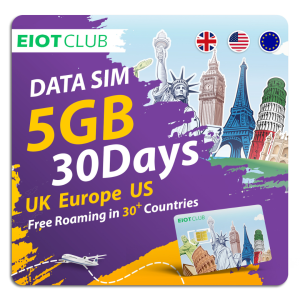 EIOTCLUB Europe SIM Card 5GB 30DAY Coverage in 37 European Countries & USA Travel SIM for Phone WiFi Router Hotspot
