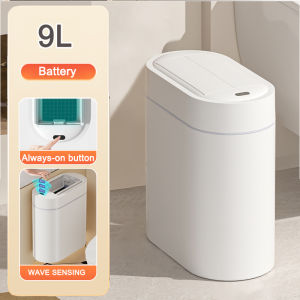 7/9L Smart Sensor Trash Can with Lid Trash Bin Wall Mount Automatic Narrow Slit Toilet Wastebasket Kitchen Induction Garbage Bin