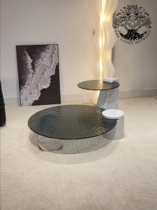 Bàn trà sofa bàn phòng khách bàn cafe tròn BAXTER VERRE PARTICULIER đá khối kính Water Ripple