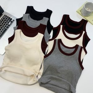 เสื้อกั๊กผู้หญิง American Style แขนกุด ทรงเข้ารูป ใส่ด้านในได้ หน้าอกเสริม ชุดทำงาน สายเดี่ยว ผ้าฝ้ายผสมโพลีเอสเตอร์