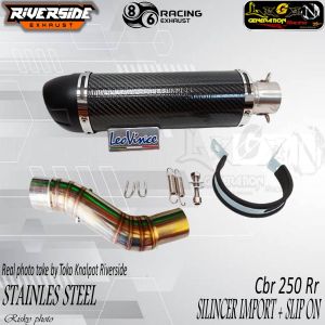 silincer knalpot racing plus slip on Leovince Gp Corsa Carbon suara gahar original import Taiwan