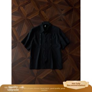 ZHUOCAN | Design Splicing Embroidery Short Sleeve Mens Summer Breathable Shirt