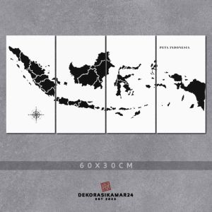 Hiasan dinding kamar aesthetic Poster kayu peta indonesia 1set Wall decor