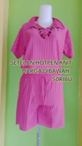 Stelan Pendek Knit Polos: Setelan Wanita Kekinian Polo Knit Wanita Pendek TERMURAH