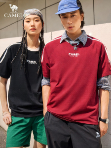 CAMEL | Drop Shoulder Short Sleeve T-Shirt Cotton Vintage Loose