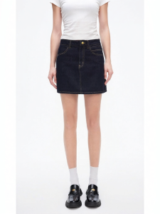 Retro Asymmetric Pocket Denim A-Line Skirt