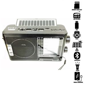 AM-099BTS FM/AM/SW1-6 8 Band Antenna Radio Wireless Bluetooth Speaker with Flashlight and Solar Panel