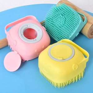 K.1pcs Silicone pet shower brush SPA Massage Pet Hair Cleaning Bath Brush Shampoo shower gel dispenser High quality pet shower brush Random color shipping