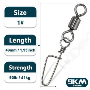 9KM 50Pcs Fishing Snap Swivels Coastlock Quick Change Snap Clip Stainless Steel & Copper Saltwater Fishing Connector