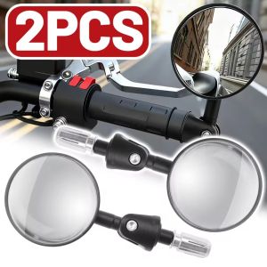 Motorcycle Bar End Mirror Aluminum Wide View Glass Universal Side Rearview Mirror for Scooter Chopper Bobber Street Bike Moto