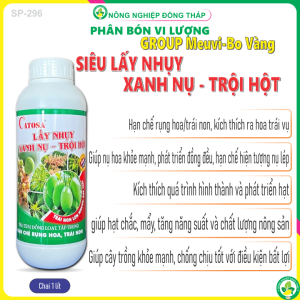 Phân bón VL GROUP Meuvi-Bo Vàng –  LẤY NHỤY - XANH NỤ - TRỘI HỘT – Đậu Trái Đồng Loạt Tập Trung Hạn Chế Rụng Hoa Trái Non (Chai 1 lít)