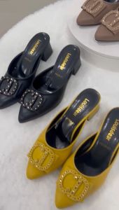 Pansus Heels 5 cm Mule P112 CD Hak Tahu 5 cm Slip On bahan Doff Louisdear Sendal Heels 5cm/Sendal Sepatu