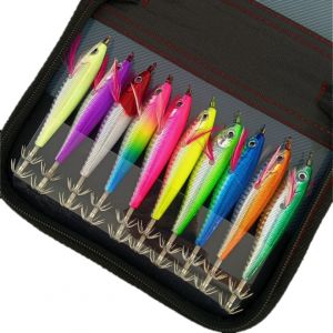 10pcs/lot 10.5cm 9g Colorful Laser Round Belly Horizontal Squid Jigs Hook Lures Fishing Octopus Bait