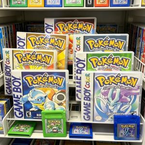 Bandai | Multilingual Version Pokemon Series Crystal Gold Blue Green Red Silver Yellow Battery Save Boxed Game Cartridge for GBC