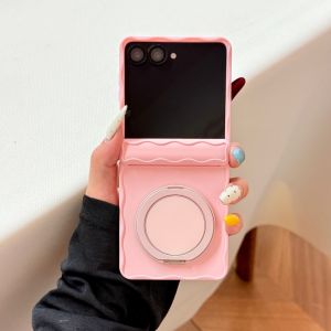 Wave Frame Silicone Matte Bracket Phone Case For Samsung Galaxy Z Flip 7 6 5 Candy Color Hinge Shockproof Magnetic Back Cover