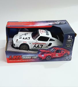 Sports Car Toy With Light And Sound Smoke Pull-Back Vehicle Playset Red White Black Indoor Electronic Toy For Kids Ages 3+