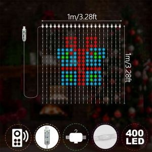 2x2m 400LEDs Smart Curtain Lights with DIY Pattern Window Fairy Light for Christmas Gift Home Decor Outdoor String Lights