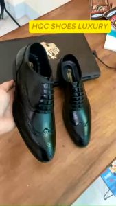 Giày da nam HQC SHOES chất liệu da bò phong cách công sở lịch lãm HQ005