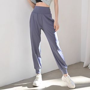 High Waist Running Sports Pants Womens Cuffed Fitness Casual Morning Run Yoga Quick Dry Training Trousers Outdoor Leisure Long Pants