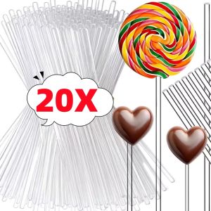 20Pcs Transparent Acrylic Lollipop Sticks Reusable Candy Chocolate Cupcakes Dessert DIY Sticks Wedding Party Baking Decorations