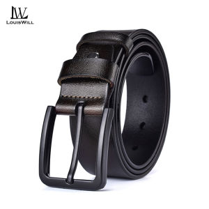 LouisWill Mens Belt Fashion Needle Buckle Belts Second-Layer Cowhide Belt Casual Business Belt 120cm Scratch Resistant Belts Leisure Belt Gentlemen Belt for Men