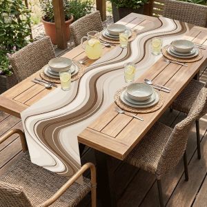 Modern Wave Pattern Table Runner Washable & Reusable Universal Table Runner Decor for Home Kitchen & Dining Room
