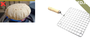 Stainless Steel Papad Roaster with Wooden Handle