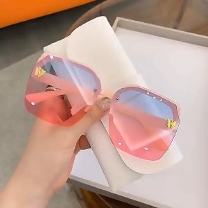 Kacamata Hitam Fashion Square Style Tanpa Bingkai Kacamata In Gradien Ocean Piece Bingkai Besar