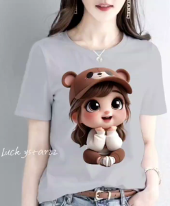 KAOS ATASAN GIRLS TOPI COKLAT COMBED PREMIUM WANITA