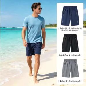 Summer Mens Ice Silk Five-Point Shorts Quick Dry Breathable Elastic Loose Fit Sports Casual Beach Trousers