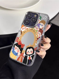 Mirror Snow White Design Phone Case for  17 pro Max 16 pro 15 plus 14 SE 13 pro 12 11 XS Female Fashion Protective Cover