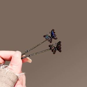 2Pcs/set Super Fairy Rhinestone Butterfly Hairpins Cute and Sweet Womens Bangs Side Clip Korean Style Hair Clip Headdress