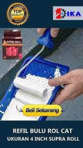 BULU KUAS REFIL KAKI PANJANG 4INCH ROLL KAPAL / HARGA PER 1PCS ECER / BULU ROL CAT ATAP DINDING TEMBOK / BULU DOMBA / BULU KUAS MERAH
