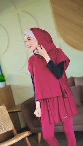 HELAIRINDU - Setelan Olahraga Wanita Hijab Outer Hoodie dan Legging Rok Naomi Set