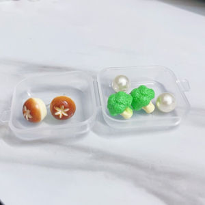 Artificial Brocoli with Mushroom Stud Earrings Original Handmade Cute Mini Vegetable Ear Clip Funny Quirky