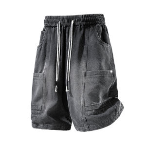 FINGERCROXX | Drawstring Waist Multi-Pocket Loose Denim Shorts