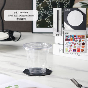 Plastic Coffee Milk Tea Cup Disposable Cold Drink Cup with Lid for Food Grade Beverages Coconut Latte Ice Powder Cold Snacks