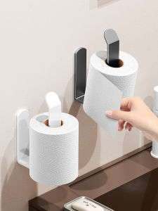 White Bathroom Wall Mounted Tissue Holder Space Aluminum No Drilling Required Toilet Paper Rack Roll Paper Towel Holder