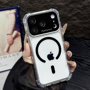 Ultra Clear Acrylic Back Shockproof Airbag Phone Case For iPhone 17 16 15 14 Plus 13 12 11 Pro Max For MagSafe Magnetic Cover