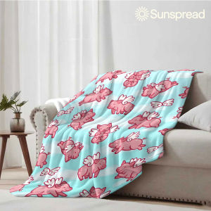 Flying Pig Soft Warm Flannel Blanket Lightweight Cozy Christmas Halloween Home Decor Room