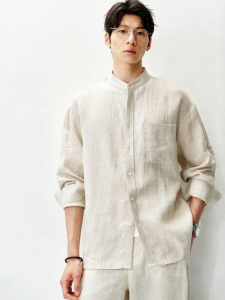 MIANXIANSHENG | Retro Breathable Pure Linen Long Sleeve Shirt