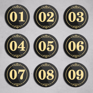 Acrylic Room Number Plaque Self-Adhesive Wall Sticker for Bathroom Cabinet Storage Cabinet Hole Punching Call Number Stick